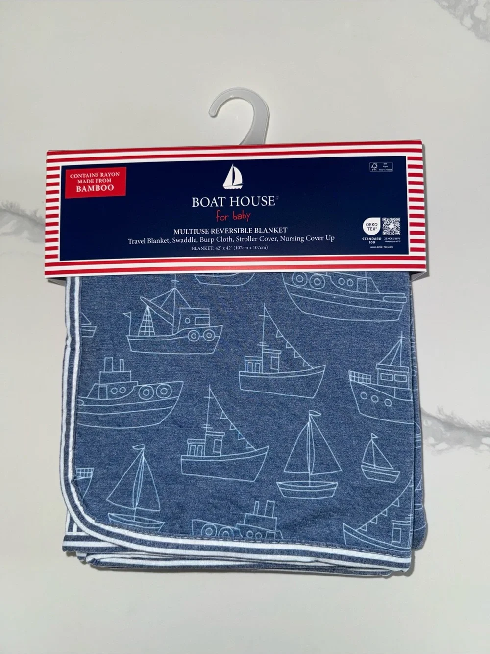 Boat House Reversible Sailboat Boat Bamboo-Blend Baby Blanket